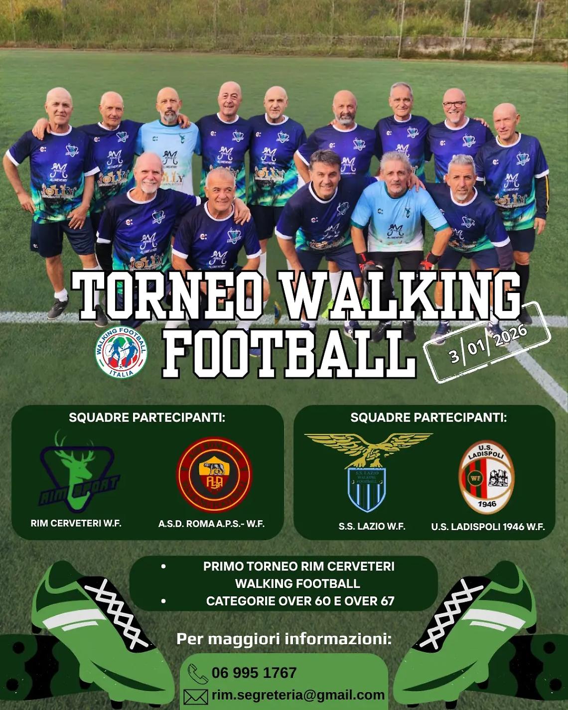 A Cerveteri il primo torneo di Walking Football, il 3 gennaio arrivano Roma e Lazio