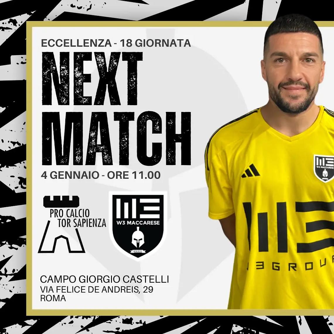 W3 Maccarese di scena in casa del Pro Calcio Tor Sapienza