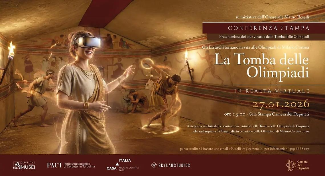 Un tour in realt&agrave; virtuale per esplorare la tomba delle Olimpiadi di Tarquinia