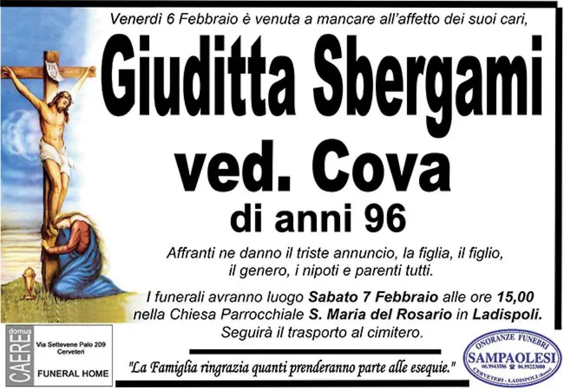 GIUDITTA SBERGAMI ved. COVA di anni 96