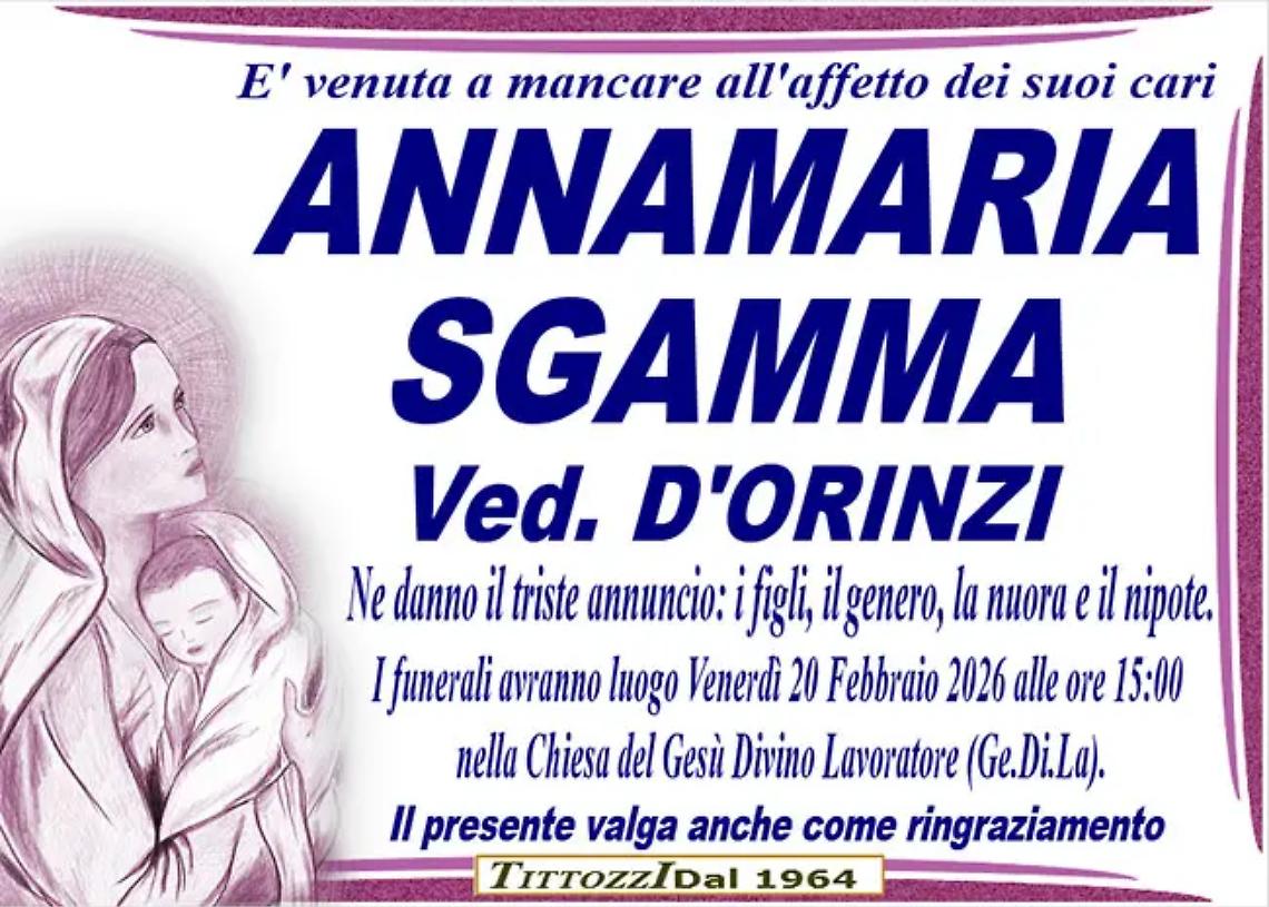 ANNAMARIA SGAMMA ved. D&rsquo;ORINZI