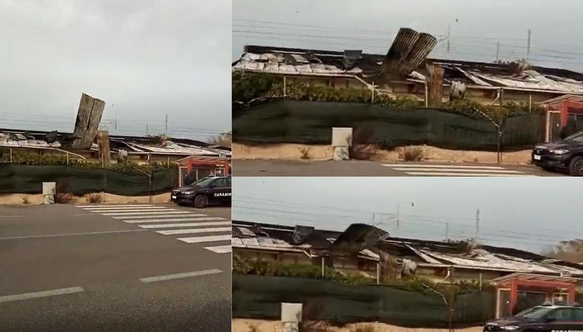 Il vento fa tremare l&rsquo;ex piscina: lamiere pericolanti a un passo dall'Aurelia