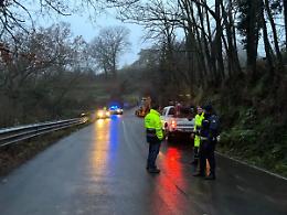 Frana a Bagnoregio: protezione civile e polizia locale al lavoro