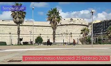 Previsioni del tempo di mercoled&igrave; 25 Febbraio 2026