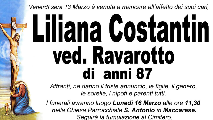 LILIANA COSTANTINI ved. RAVAROTTO di anni 87
