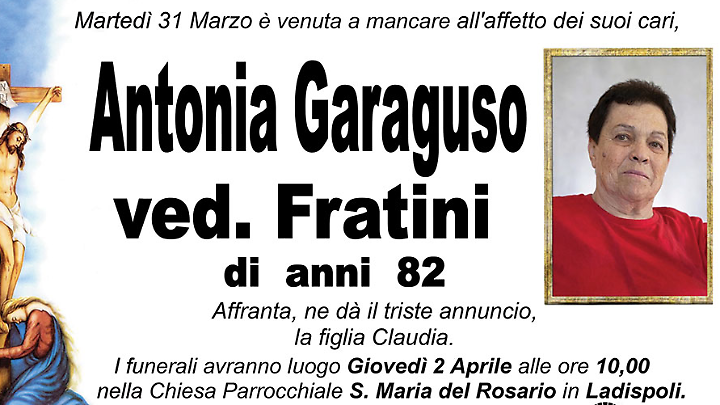 ANTONIA GARAGUSO ved. FRATINI di anni 82