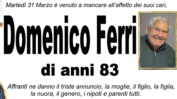 DOMENICO FERRI di anni 83